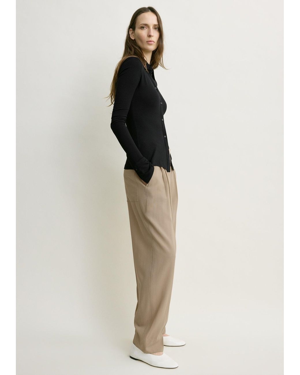 Totême Black Fitted Jersey Shirt