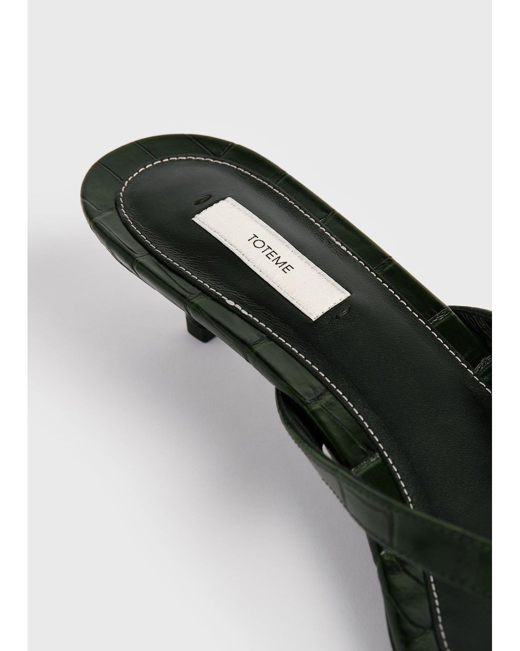 Totême  White Croco-Embossed Heeled Flip Flops