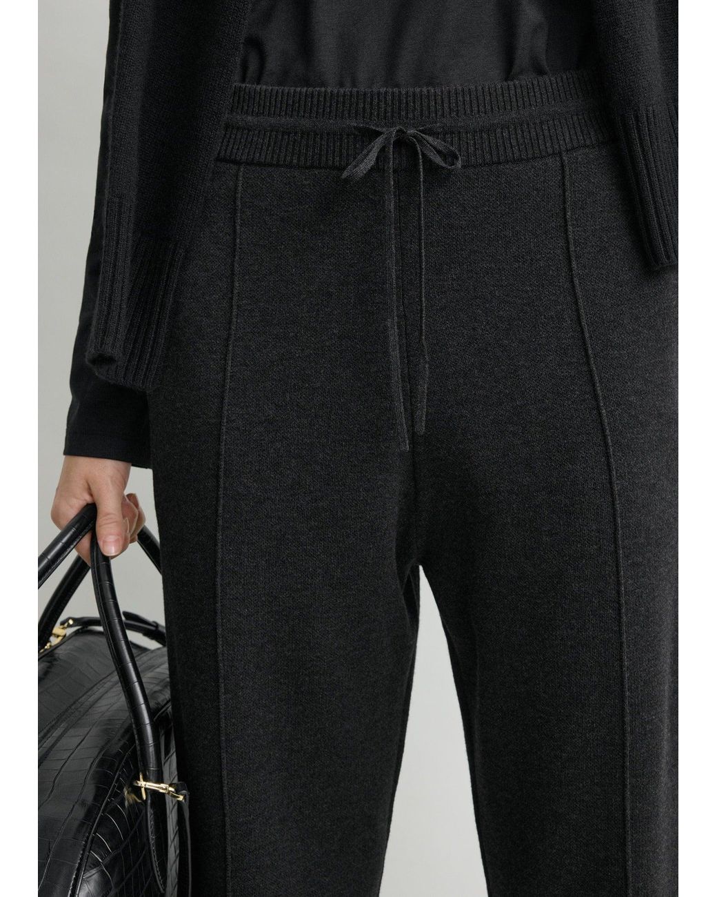 Totême Black Pintucked Sweatpants Charcoal