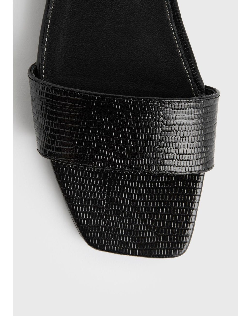Totême White Slim Lizard-Embossed Bandeau Slides