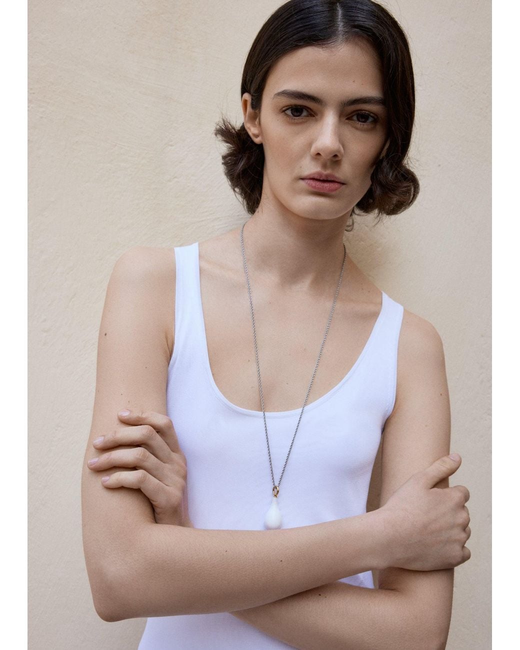 Totême White Medium Crystal Drop Necklace