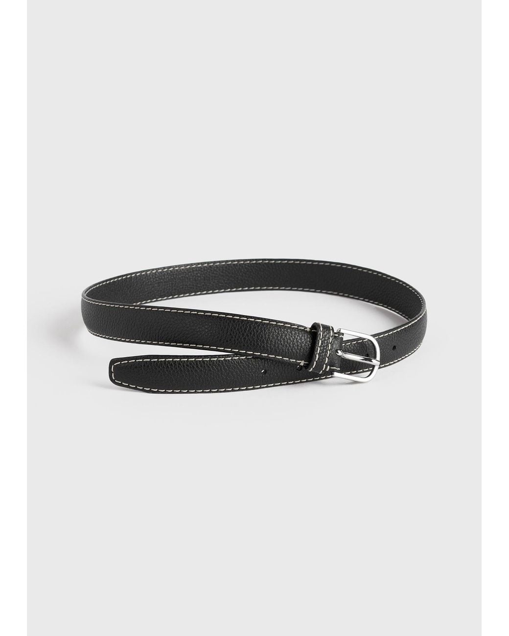 Totême  White Slim Grained-Leather Belt