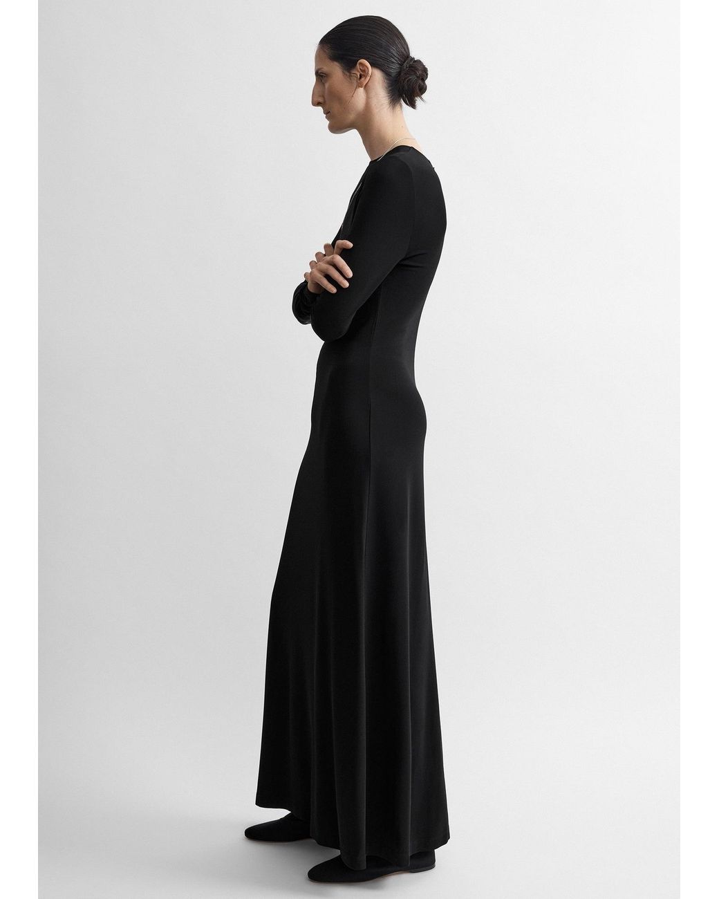 Totême Black Long-Sleeve Everyday Dress