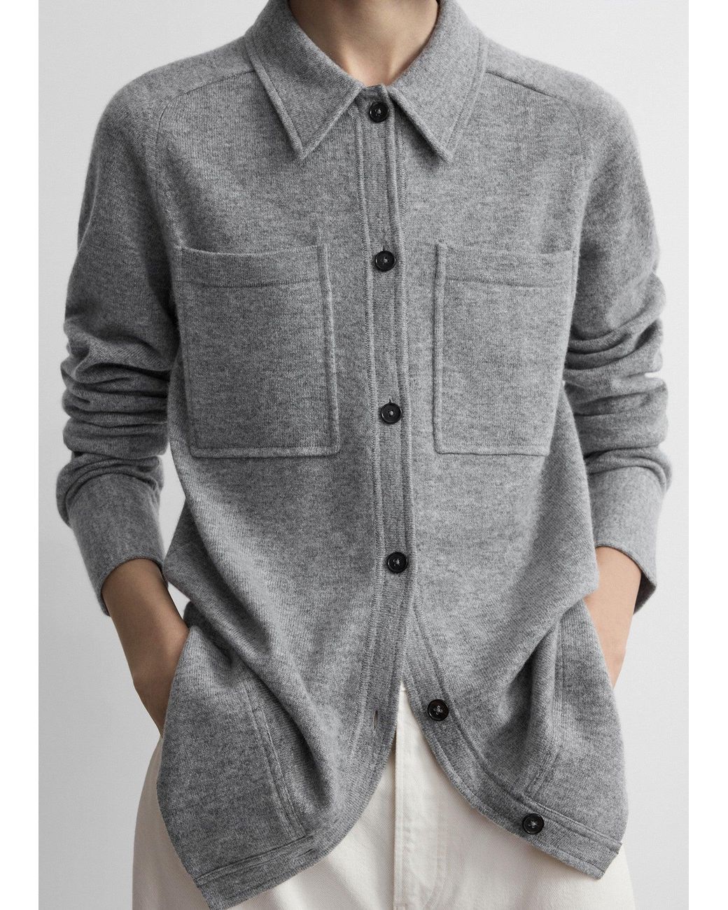 Totême Gray Cashmere Shirt Melange