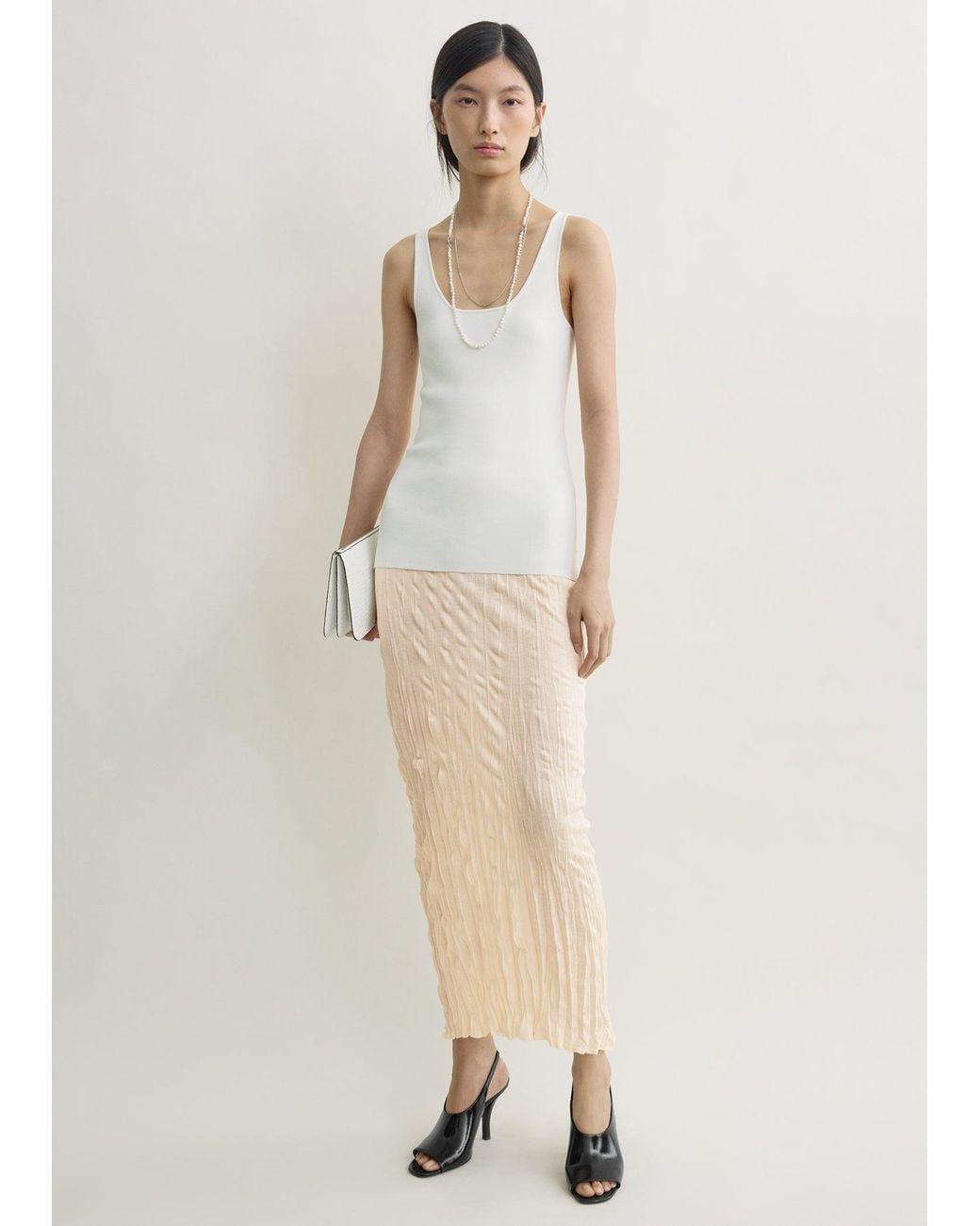 Totême Natural Crinkled Knit Skirt