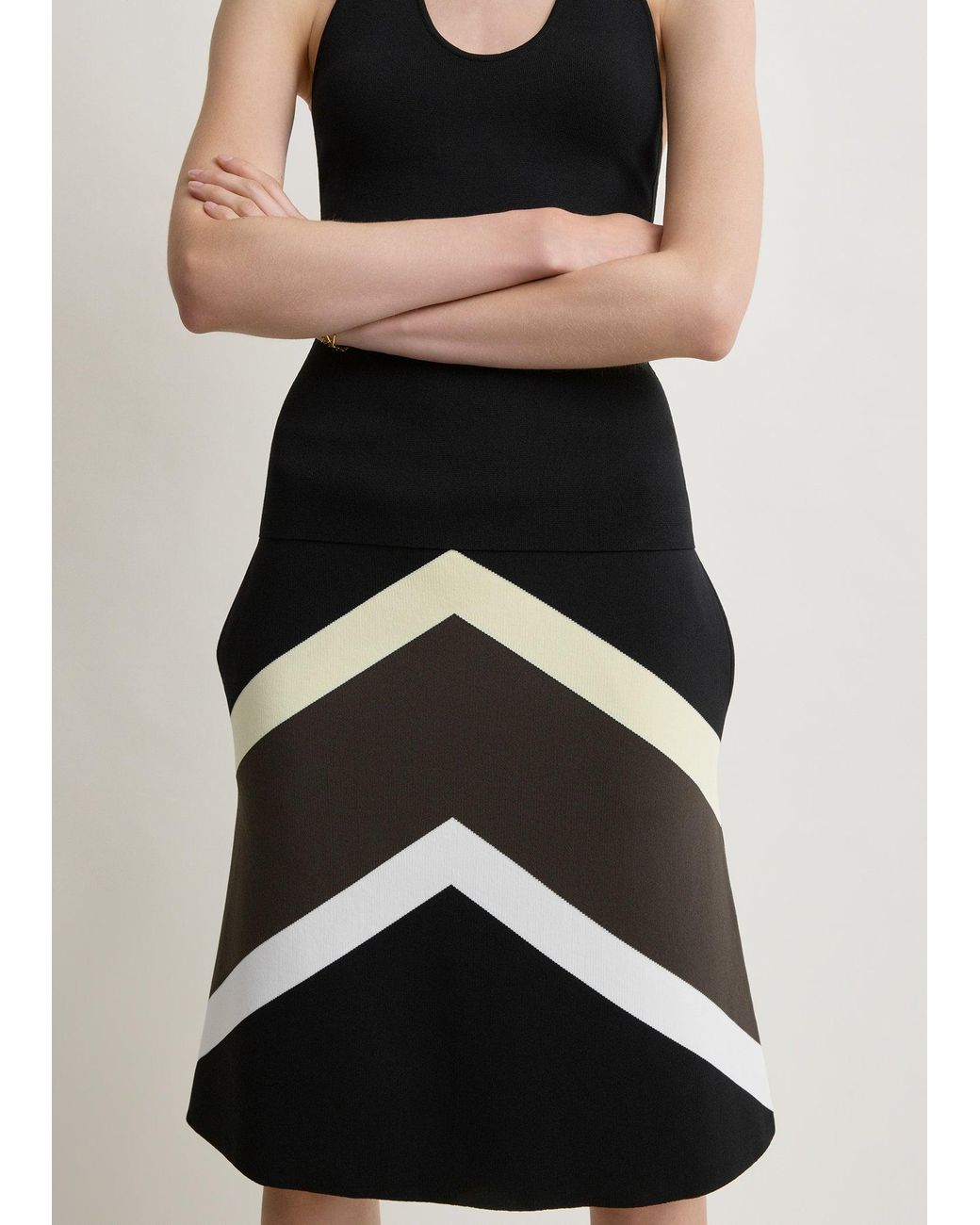 Totême White Chevron Stripe Skirt