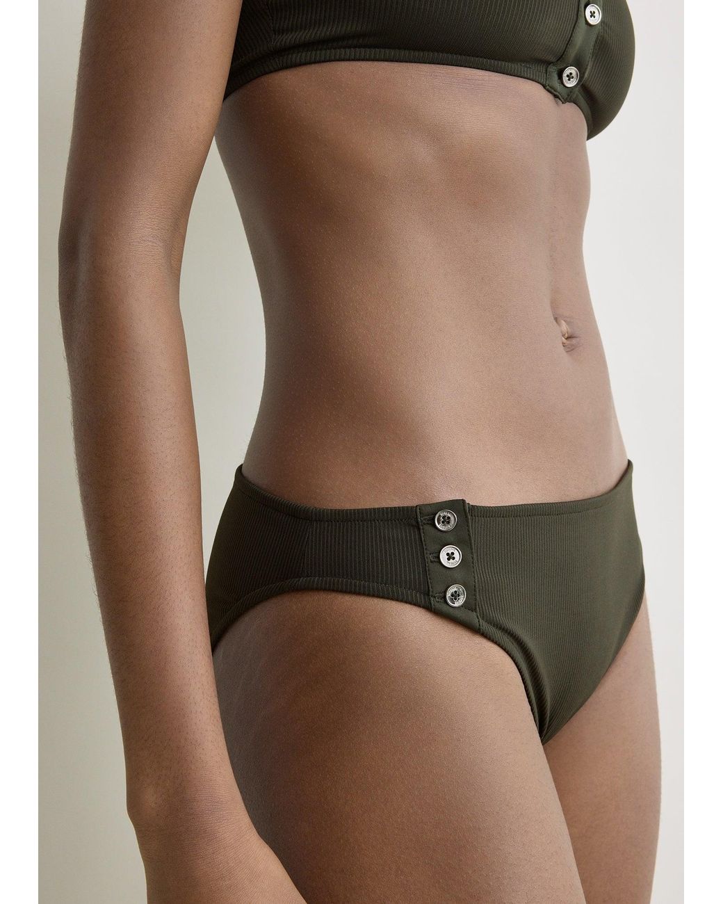 Totême  White Ribbed Bikini Bottom