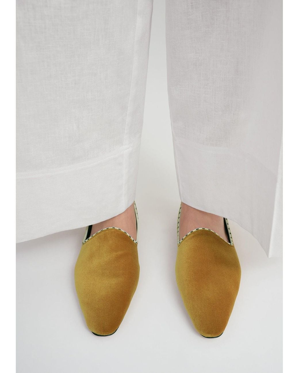 Totême White Velvet Venetian Slippers
