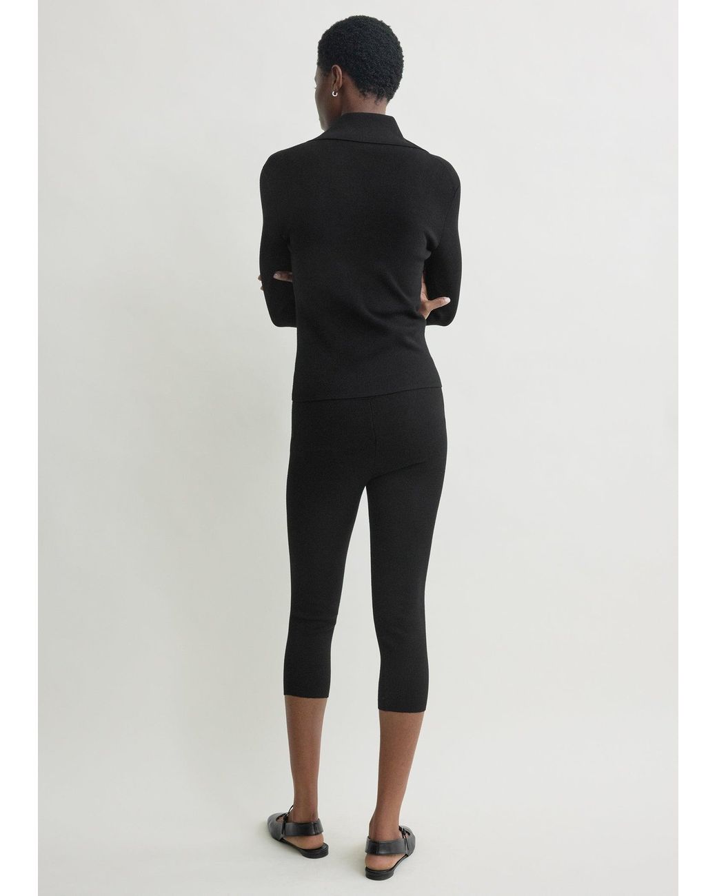 Totême Black Capri Knit Leggings