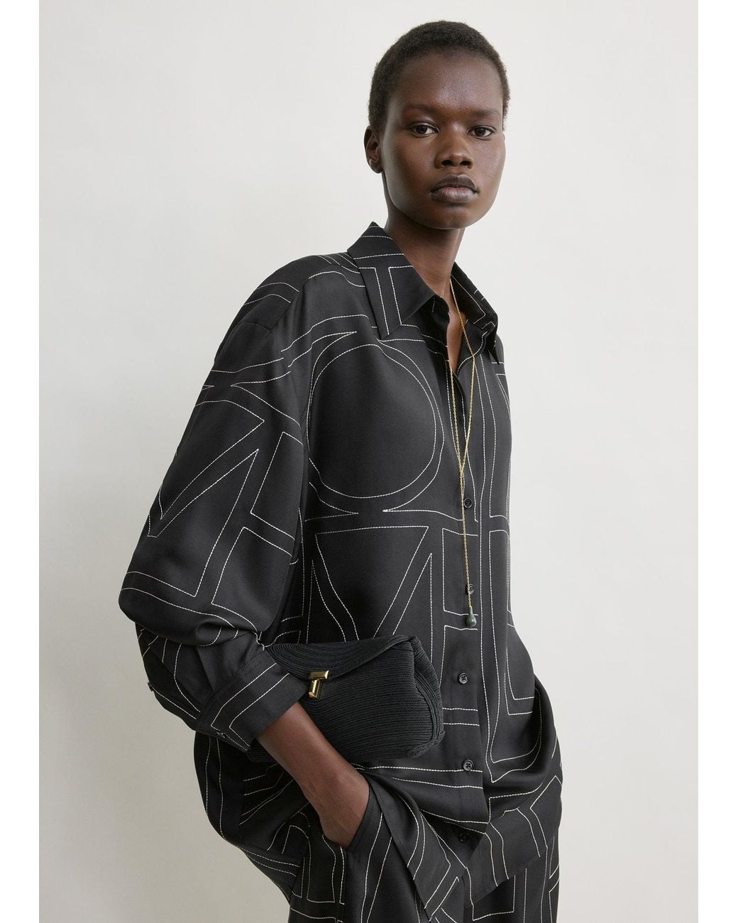 Totême Black Classic Embroidered Shirt