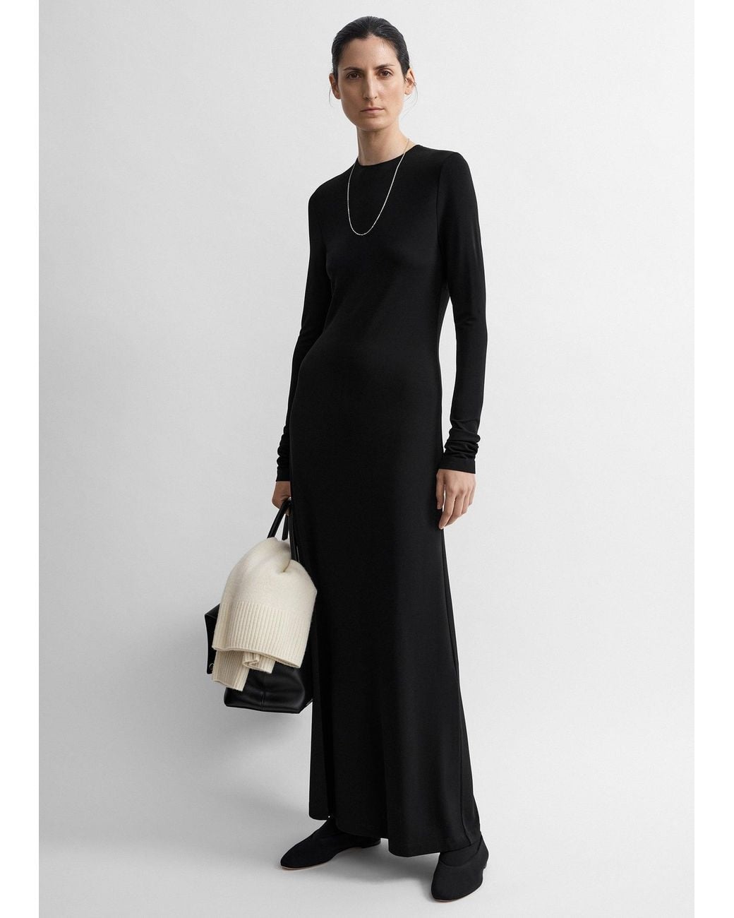 Totême Black Long-Sleeve Everyday Dress