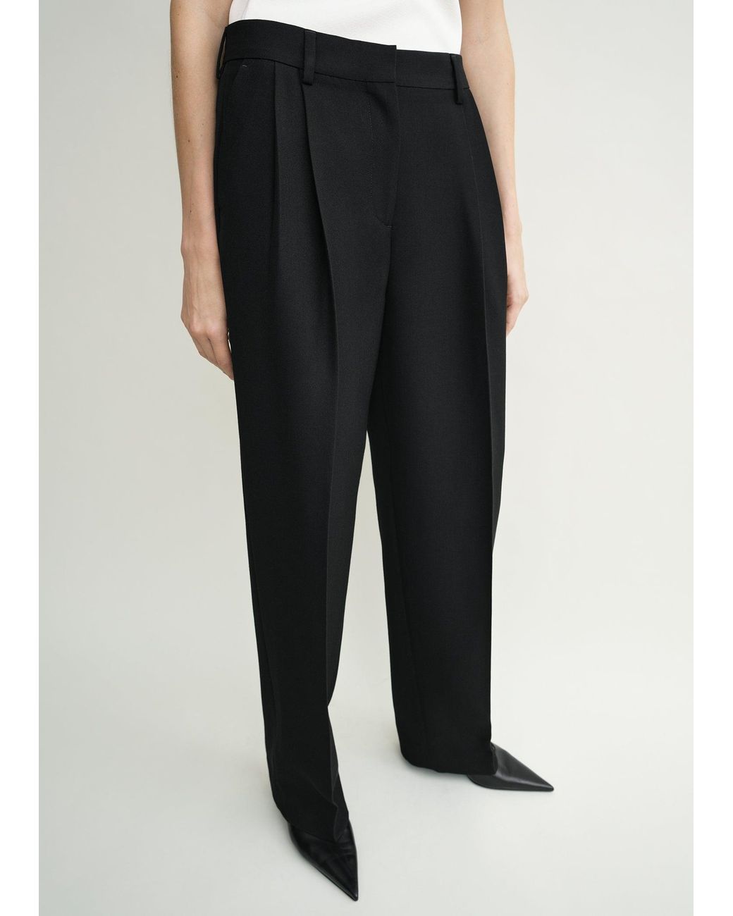 Totême  White Double-Pleat Tailored Trousers