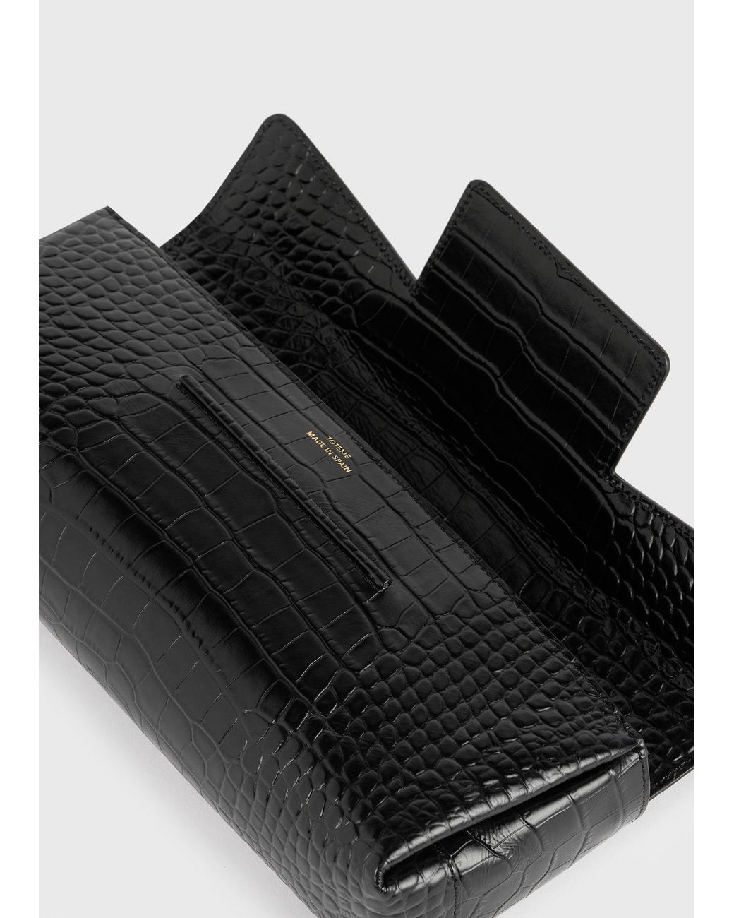 Totême  White Soft Croco-Embossed T-Clutch