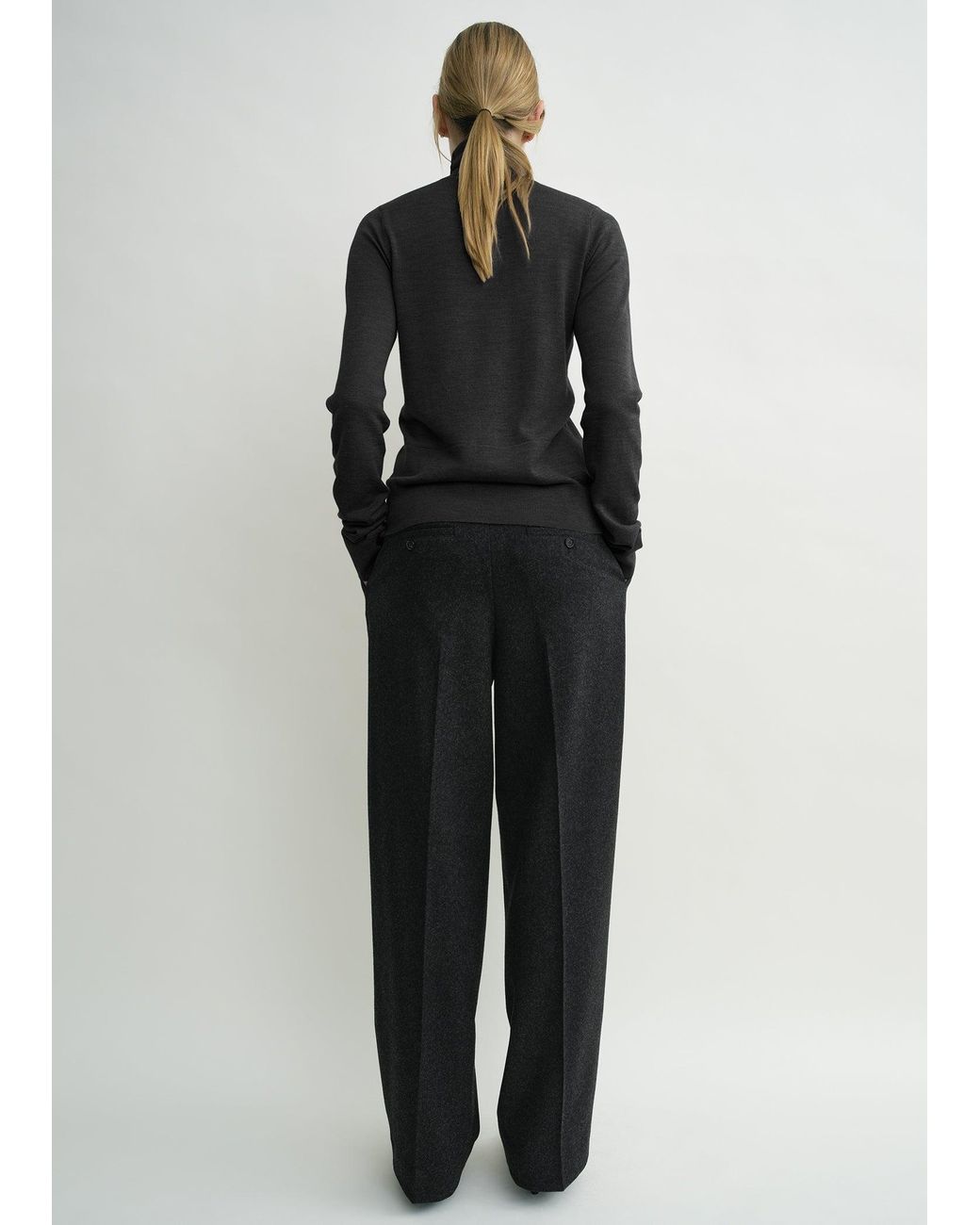 Totême  Black Fine Turtleneck Charcoal
