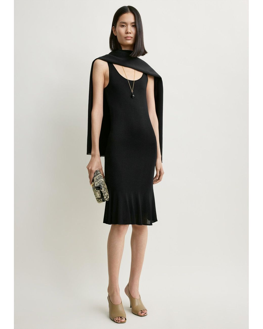 Totême Black Fluted Hem Dress
