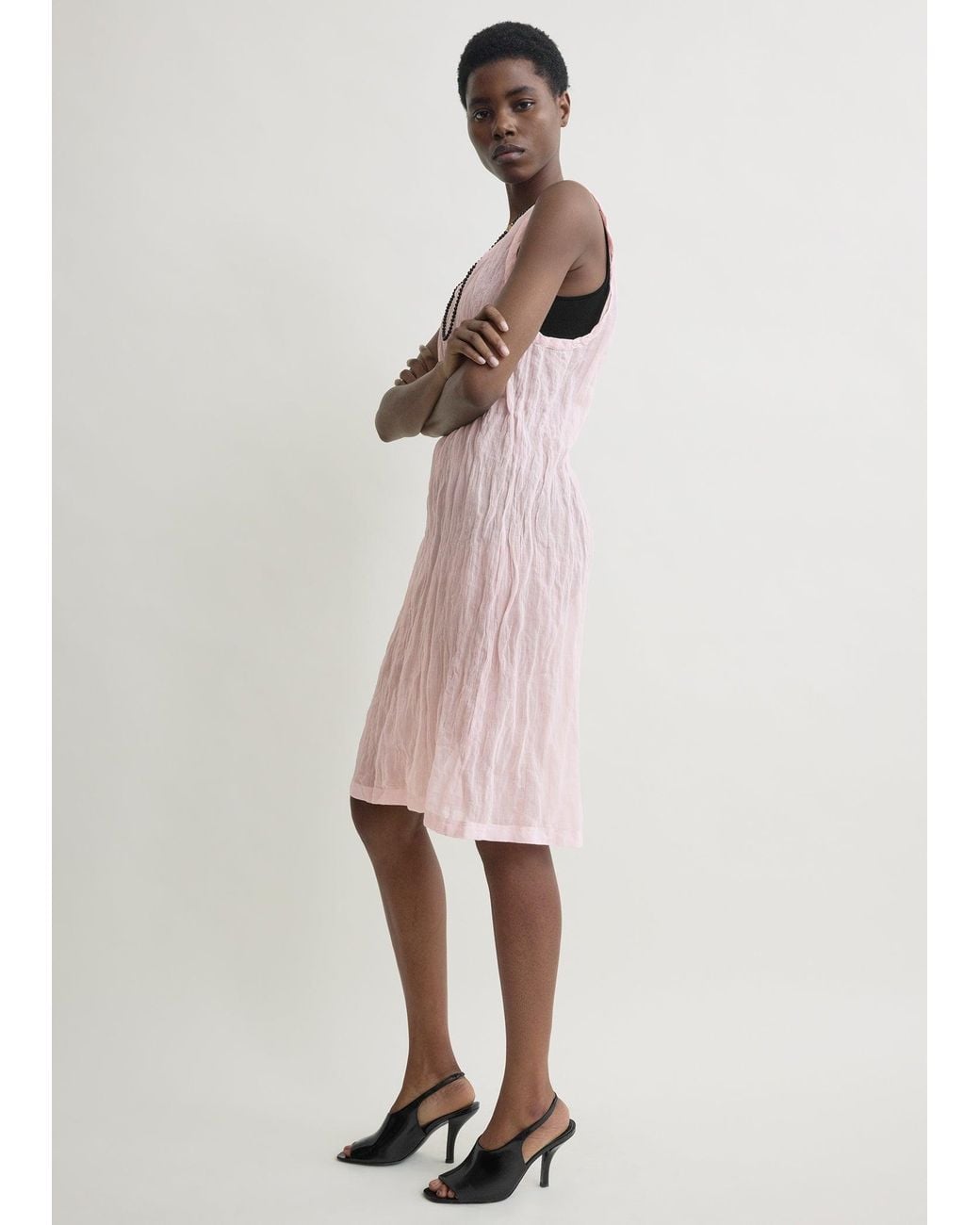 Totême  Pink Crinkled Gauze Tank Dress