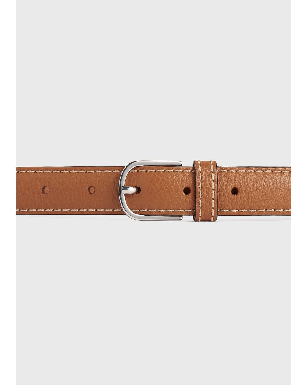 Totême White Slim Grained-Leather Belt