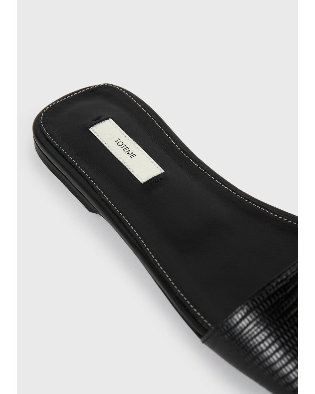 Totême White Slim Lizard-Embossed Bandeau Slides
