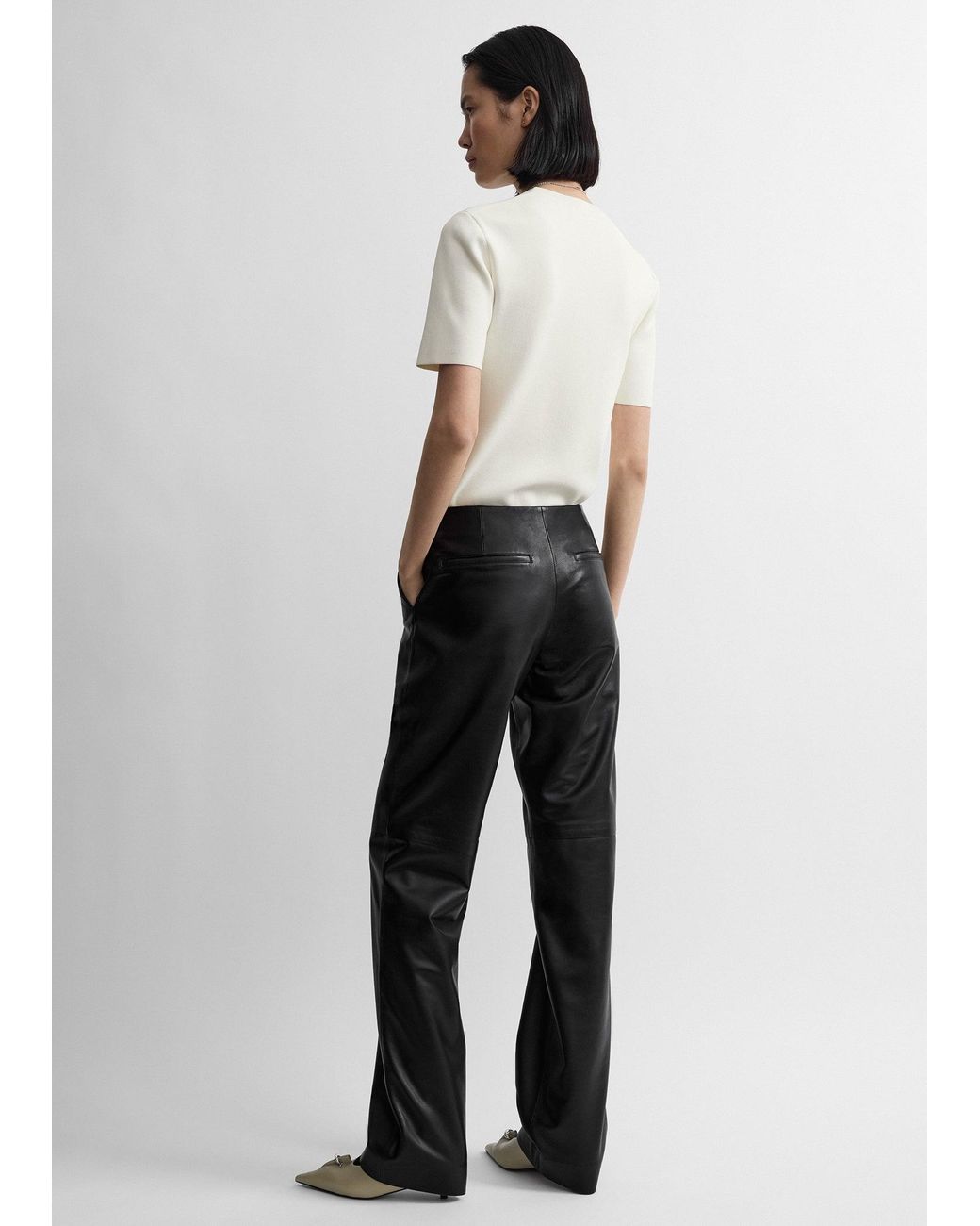 Totême White Easy Leather Trousers