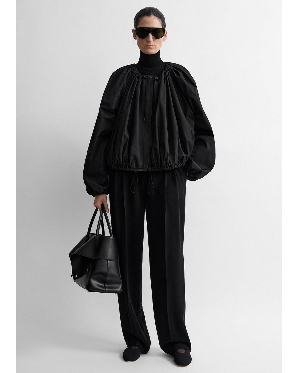 Totême Black Gathered Parachute Jacket