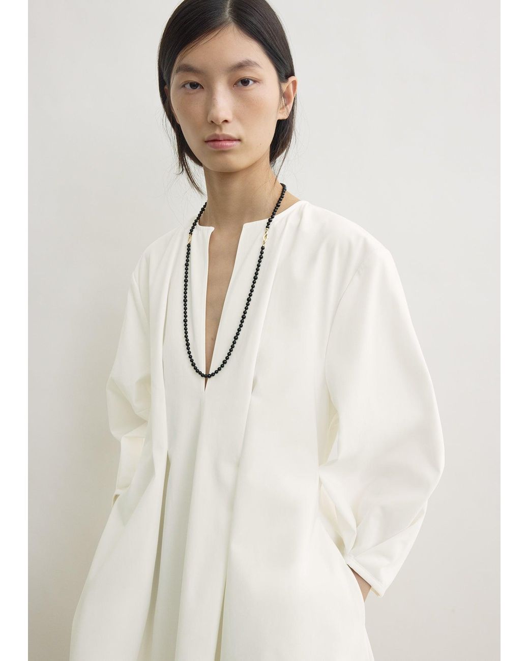 Totême Natural Balloon Sleeve Cotton Dress