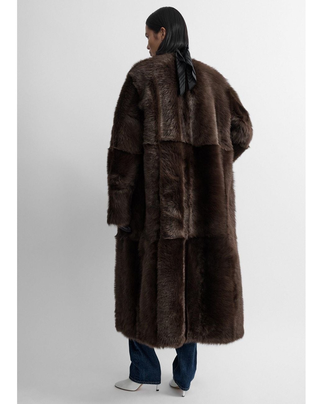 Totême Black Silky Shearling Coat