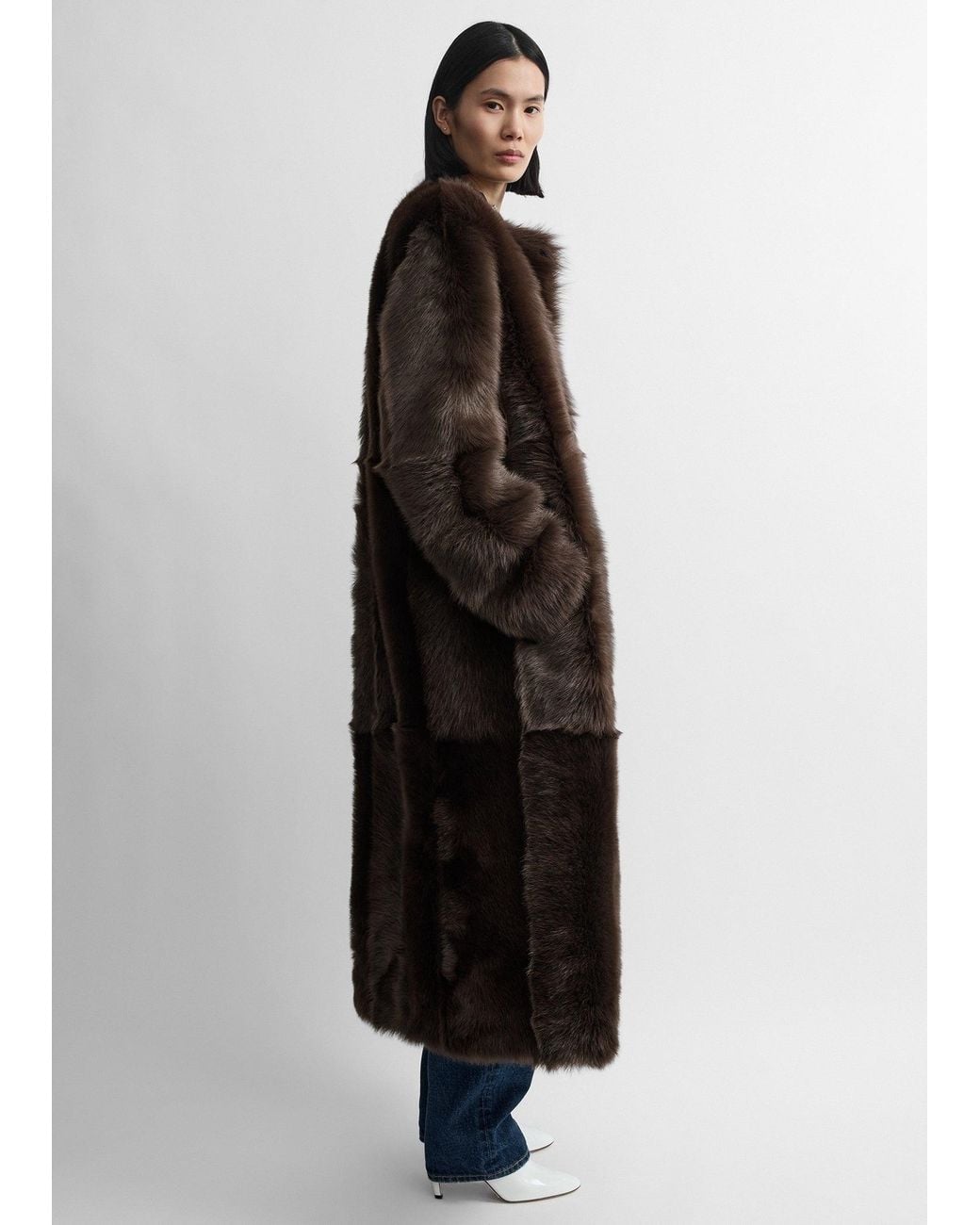 Totême Black Silky Shearling Coat