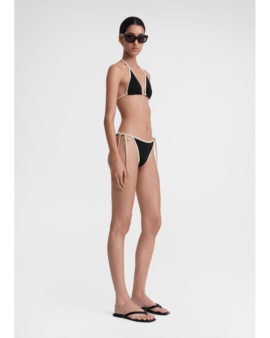 Totême White Stripe Tie Bikini Bottoms