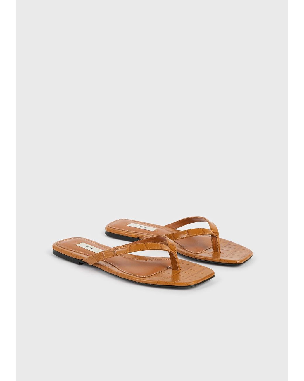 Totême  White Croco-Embossed Flip Flops