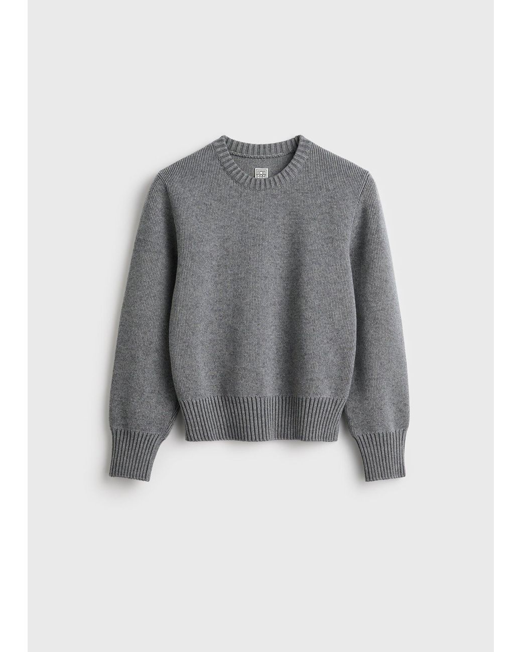 Totême Gray Merino Cotton Crew Knit