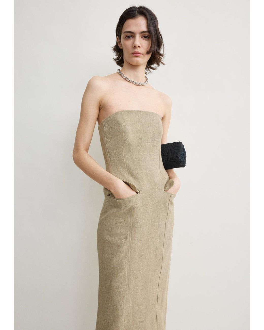 Totême  Natural Strapless Pocket Dress
