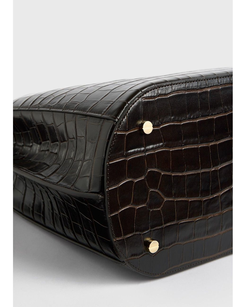 Totême Black Belted Croco-Embossed Bucket Bag