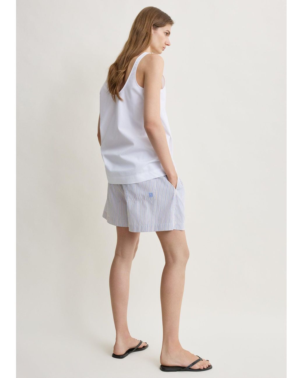 Totême White Striped Summer Shorts