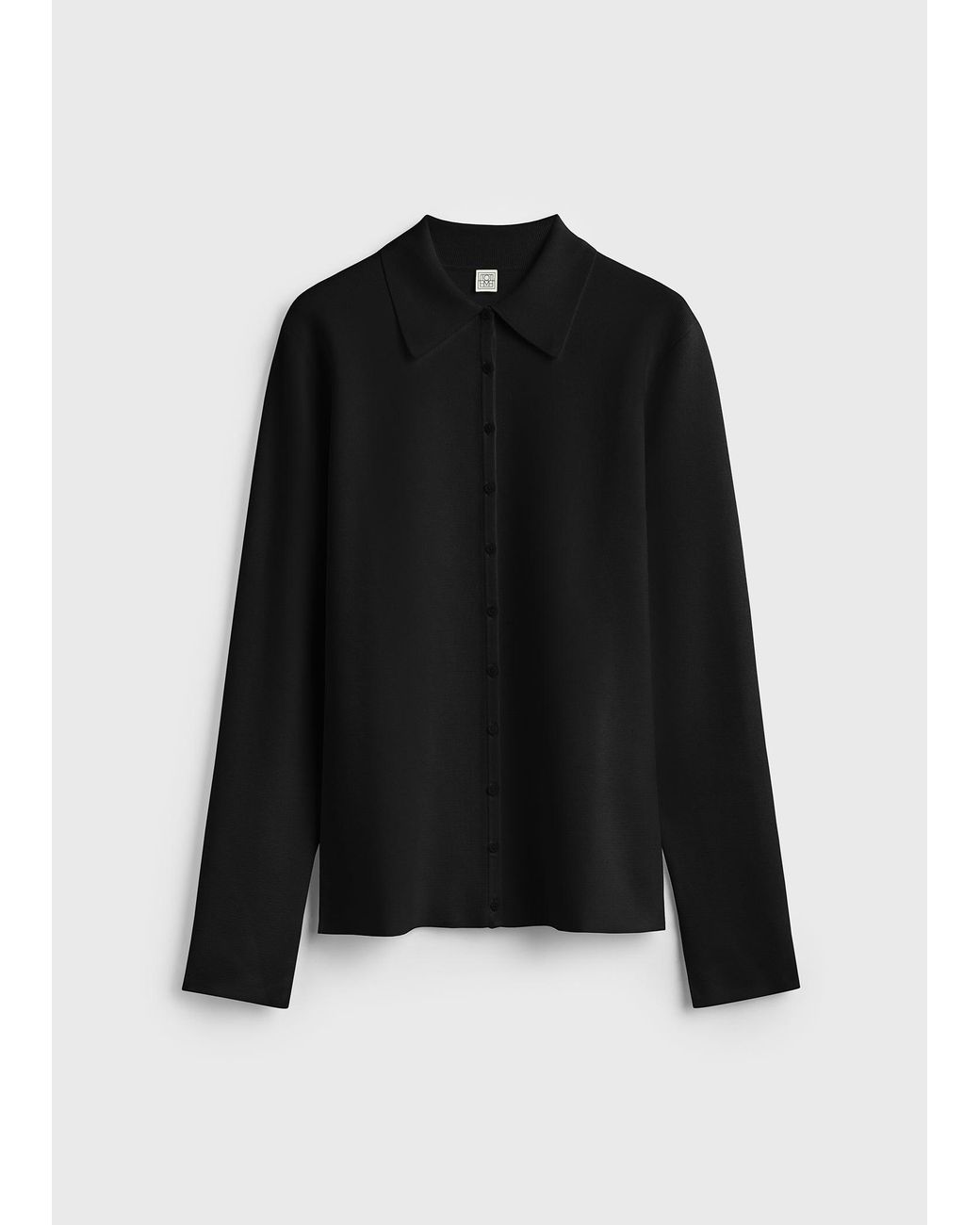 Totême Blue Compact Knit Buttoned Top