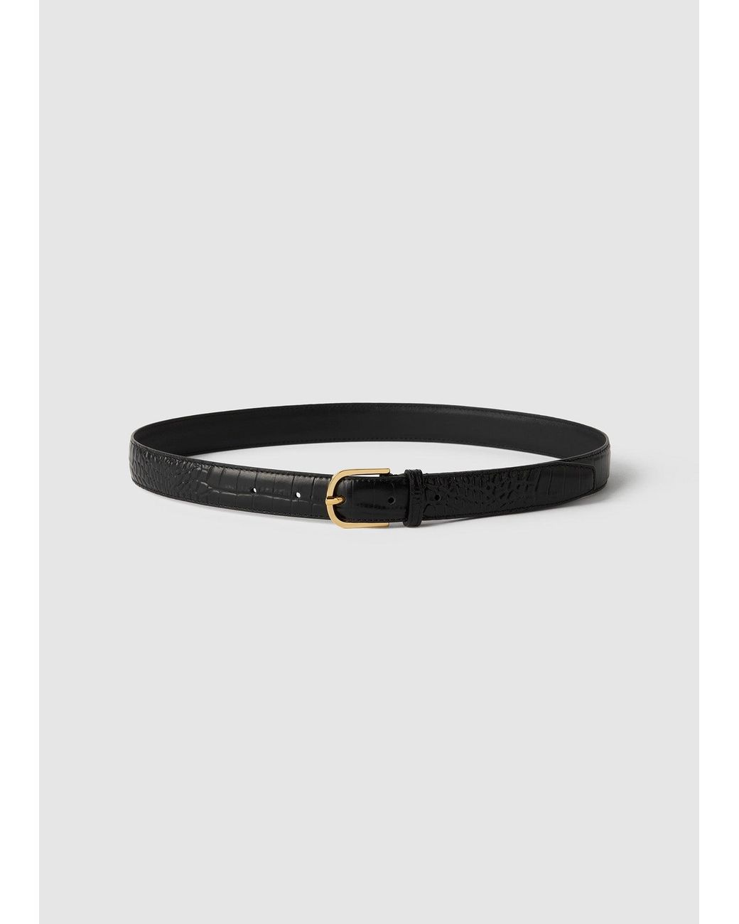 Totême White Slim Croco-Embossed Belt