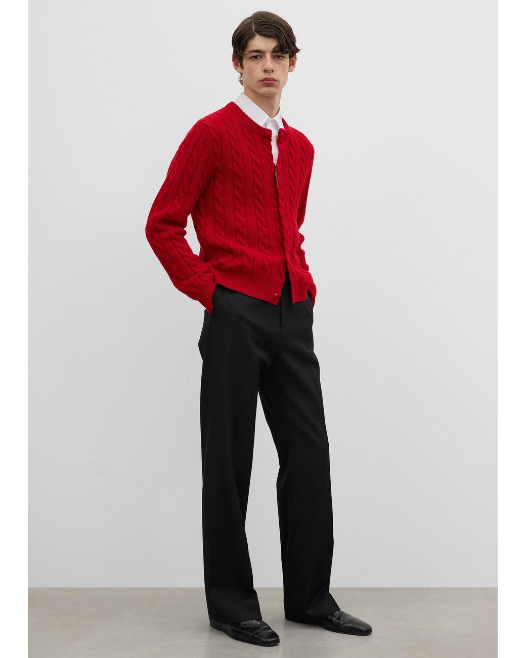 Totême Red Cable Cardigan