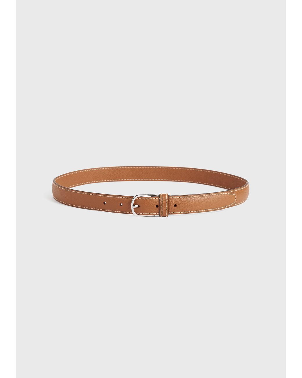 Totême White Slim Grained-Leather Belt