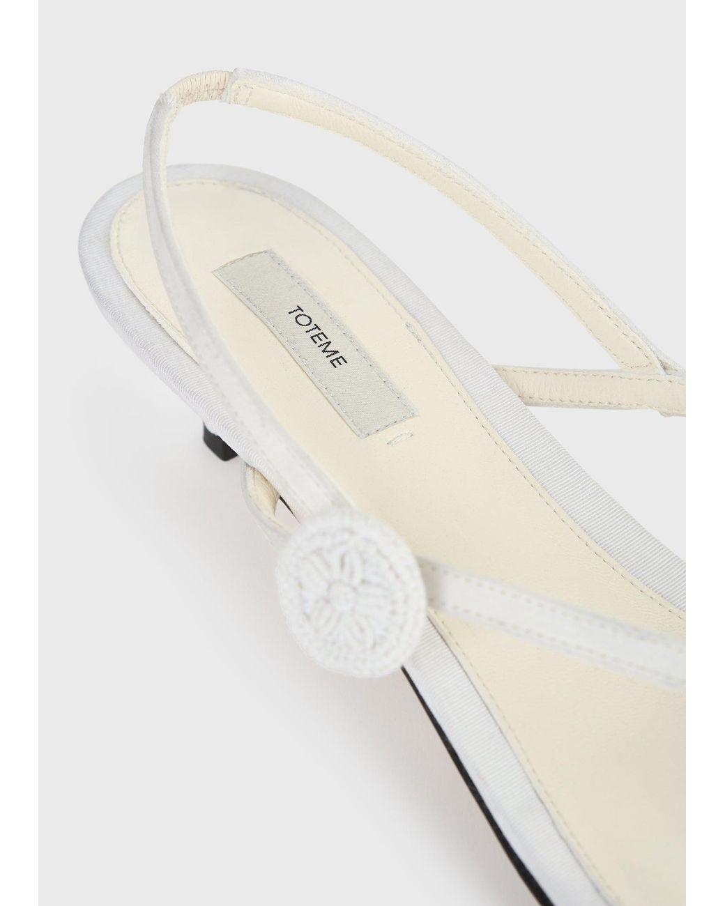 Totême White Slingback Satin Flip Flops