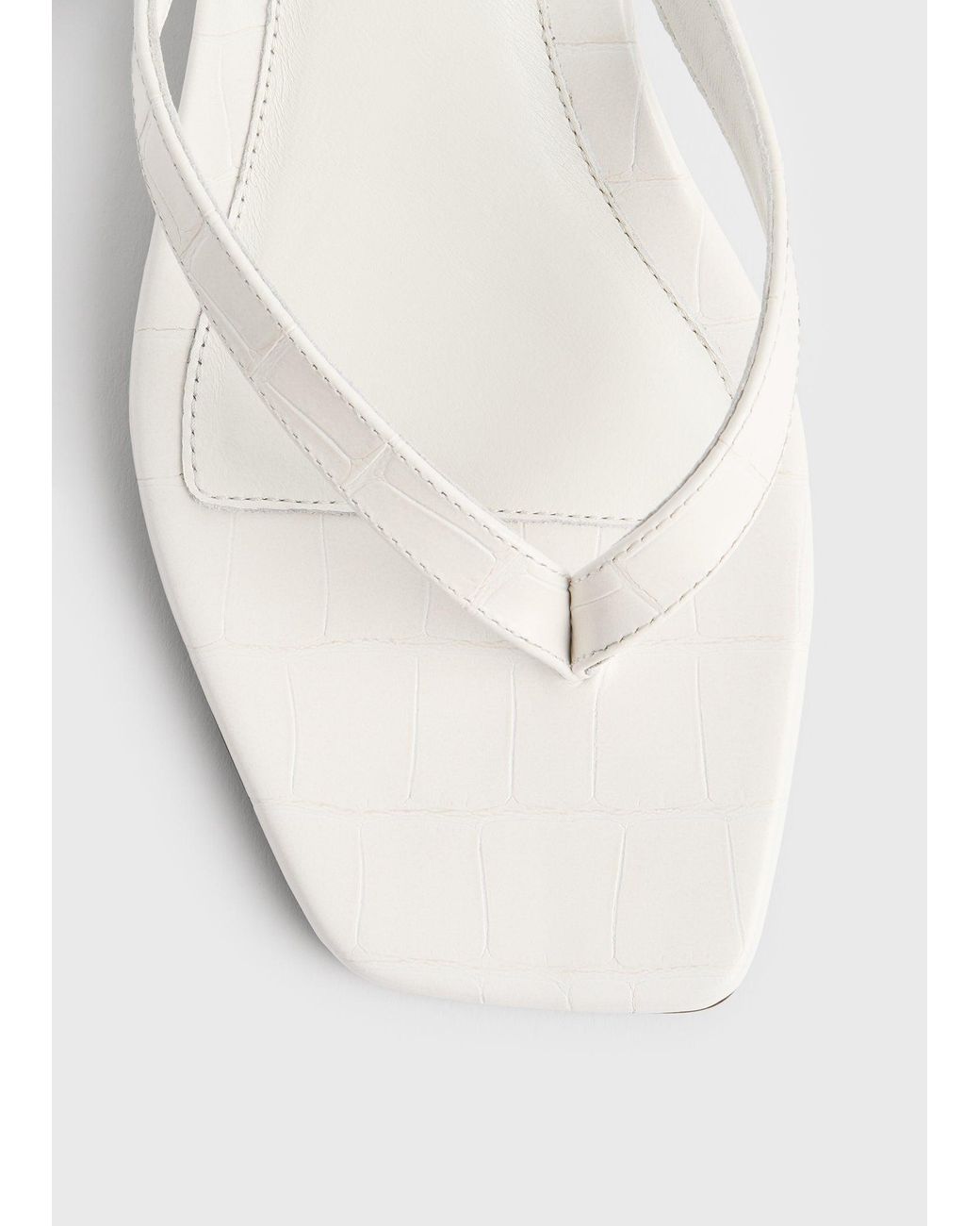 Totême  White Croco-Embossed Heeled Flip Flops