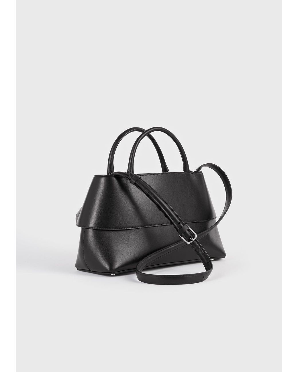 Totême Black Mercer Leather Tote Handbag