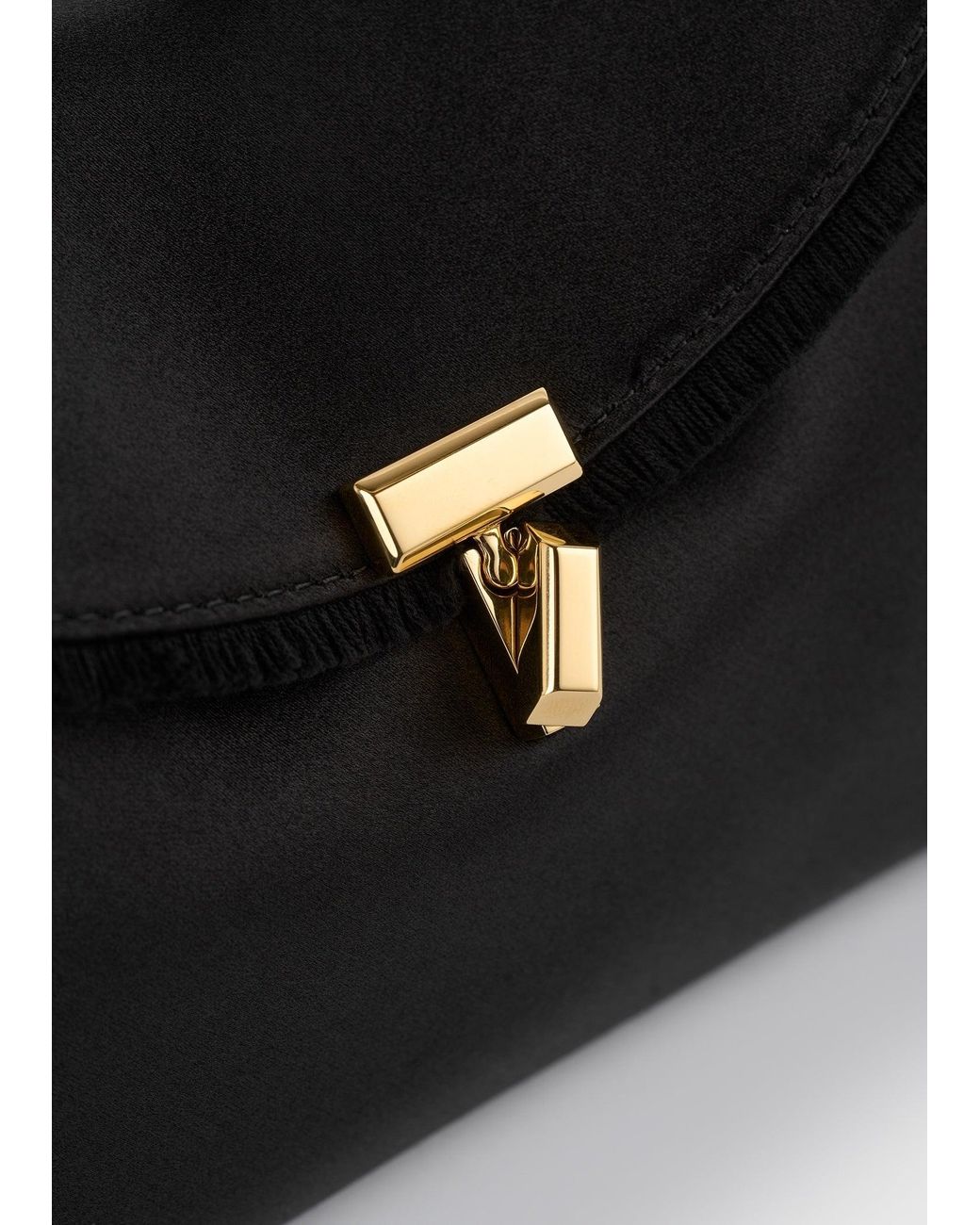 Totême White Mini T-Lock Frayed Satin Clutch