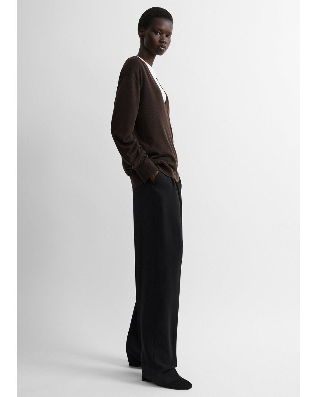 Totême  Black Fine V-Neck Knit