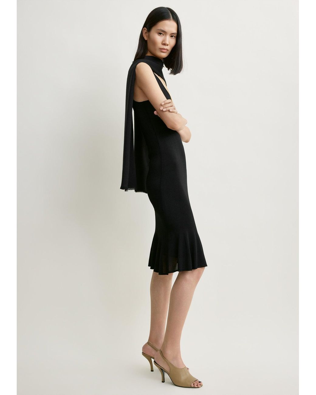 Totême Black Fluted Hem Dress