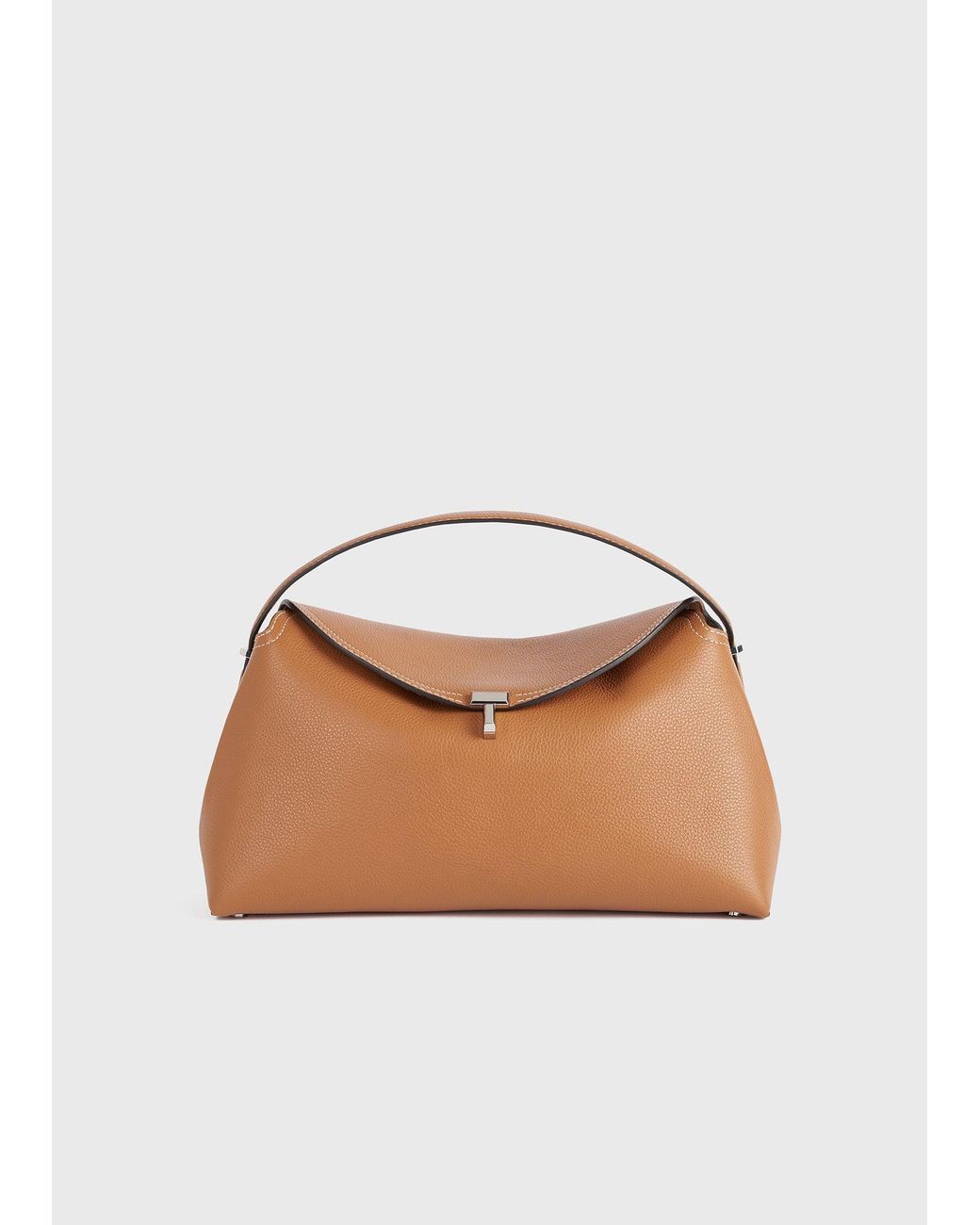 Totême Natural T-Lock Grained-Leather Top Handle Tan