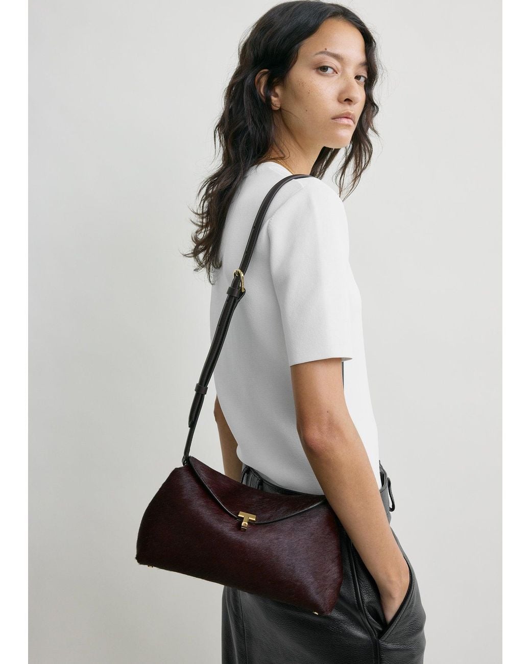 Totême  White T-Lock Pony Hair Clutch