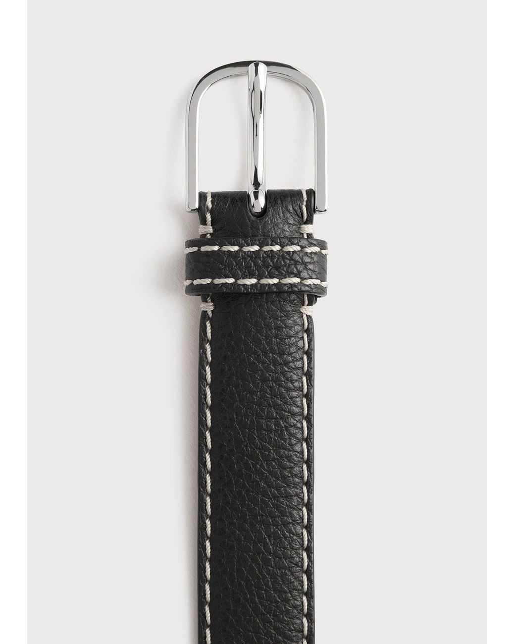 Totême  White Slim Grained-Leather Belt