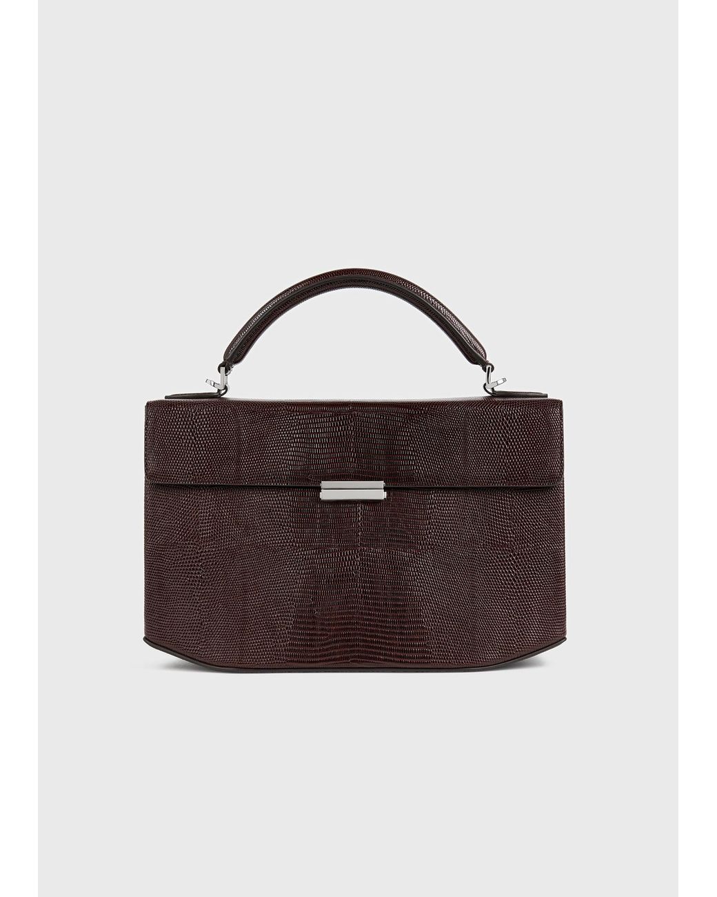 Totême Blue Clip Lizard-Embossed Top Handle