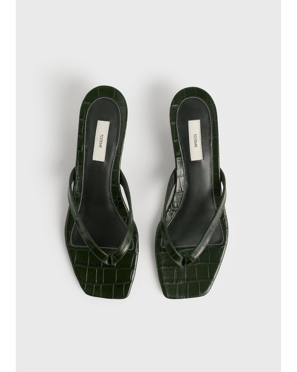 Totême  White Croco-Embossed Heeled Flip Flops