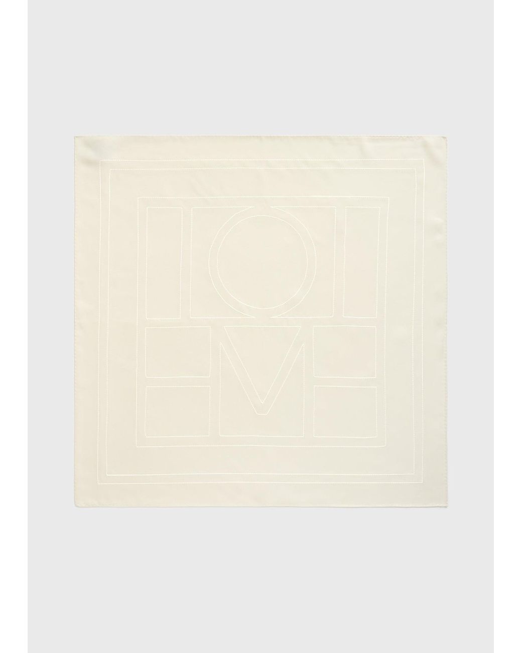 Totême Natural Embroidered Monogram Silk Scarf