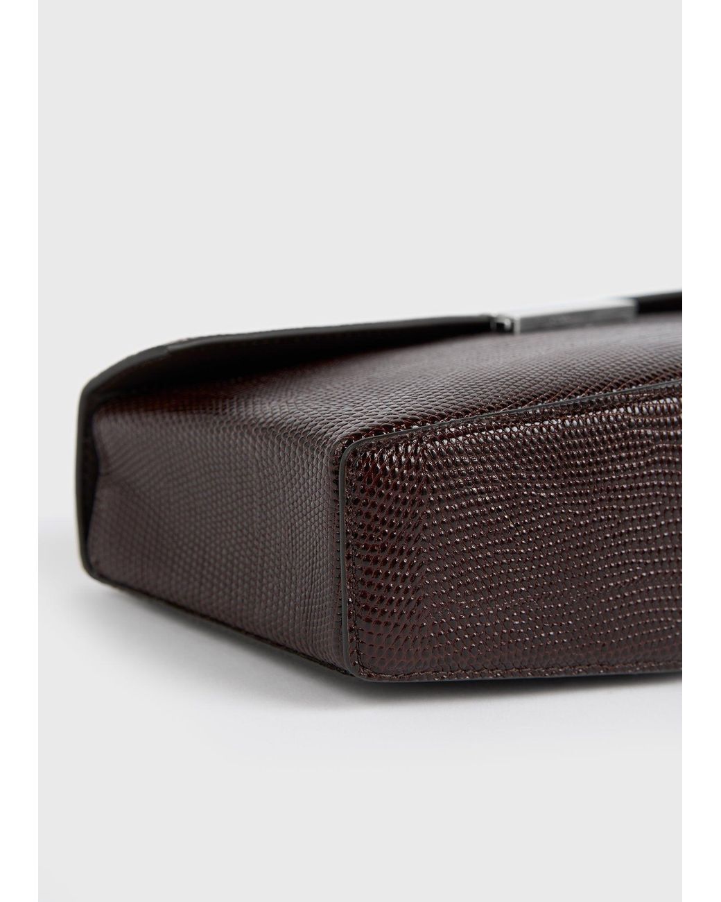 Totême  White Clip Lizard-Embossed Clutch